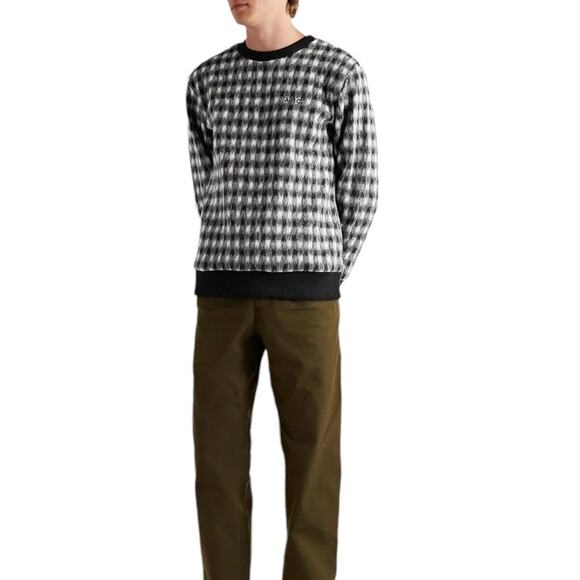 A.P.C. NWT Heidi Crewneck Embroidered Checked Brushed-Fleece Sweatshirt Size M - Picture 3 of 11